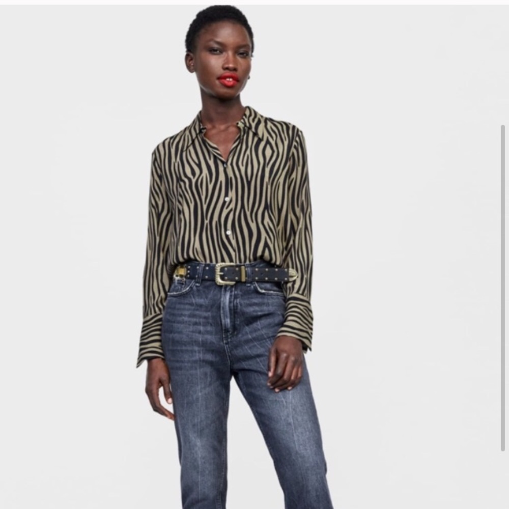 Zara Zebra Print Two Tone Shirt